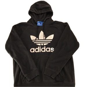 Vintage Adidas Trefoil Hoodie Sweatshirt Mens Large L HipHop Black .